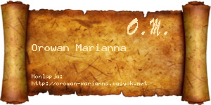 Orowan Marianna névjegykártya